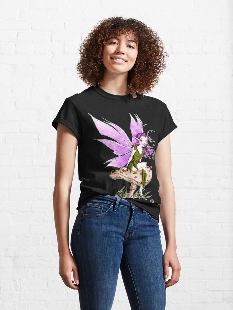 Classic T-Shirt, Purple Pixie and Ladybugs designed and sold by cybercat