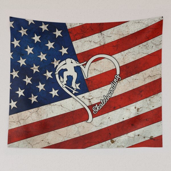 Item preview, Skateboarding Love Heart American Flag designed and sold by LittleShop79.