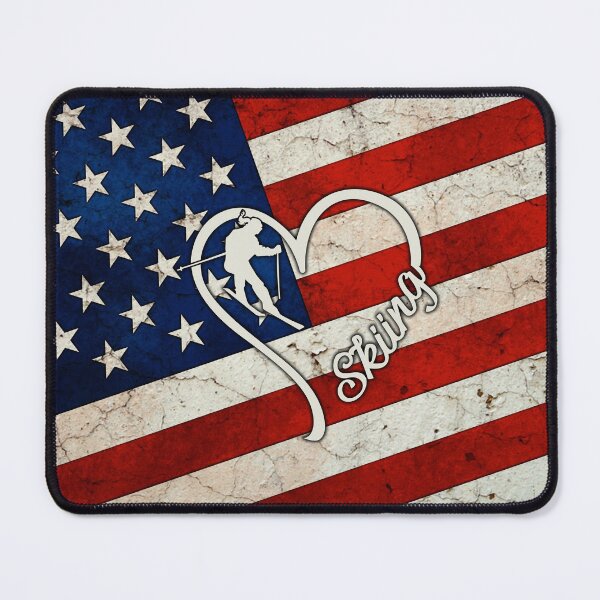 Item preview, Skiing Love Heart American Flag designed and sold by LittleShop79.