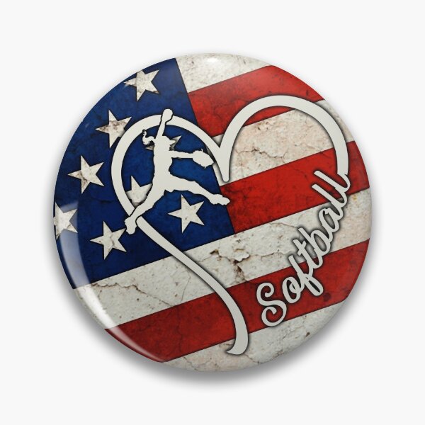 Item preview, Softball Love Heart American Flag designed and sold by LittleShop79.