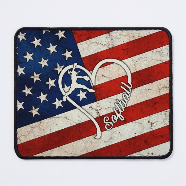 Item preview, Softball Love Heart American Flag designed and sold by LittleShop79.