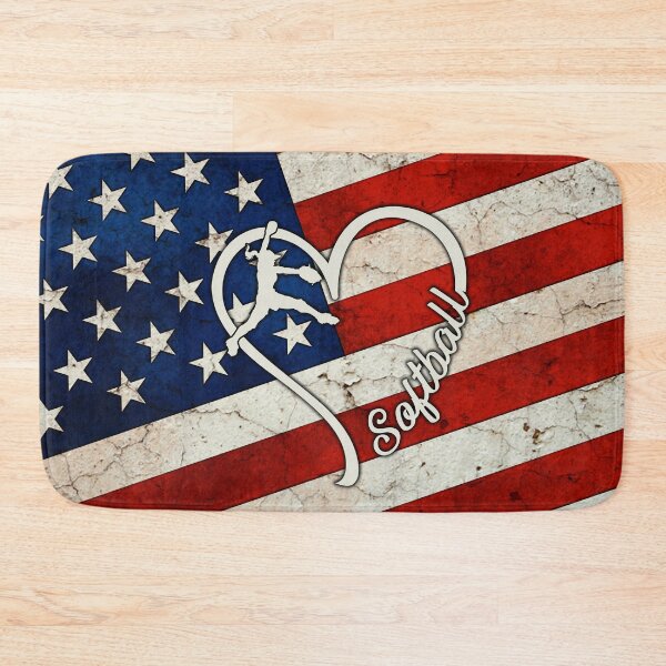 Item preview, Softball Love Heart American Flag designed and sold by LittleShop79.