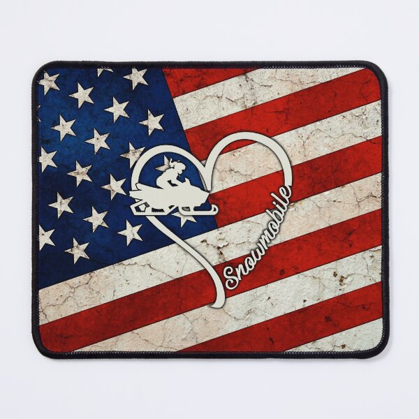 Item preview, Snowmobile Love Heart American Flag designed and sold by LittleShop79.