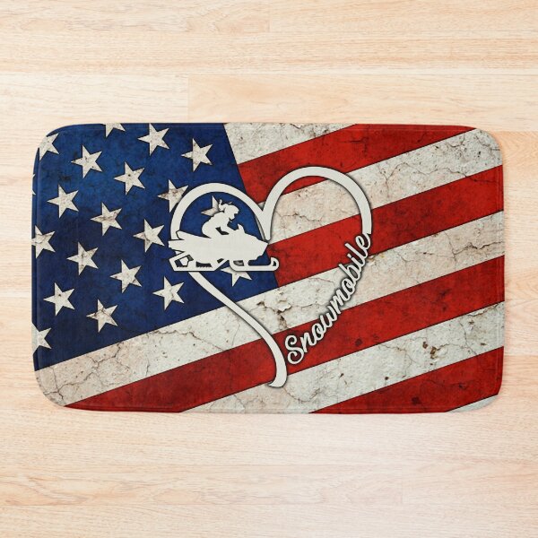 Item preview, Snowmobile Love Heart American Flag designed and sold by LittleShop79.