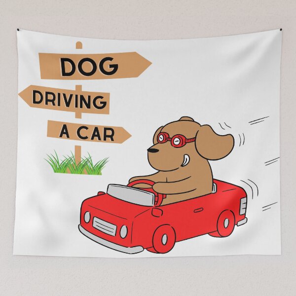 Artikelvorschau, Hund fährt Auto entworfen und verkauft von Champignon-Logo.