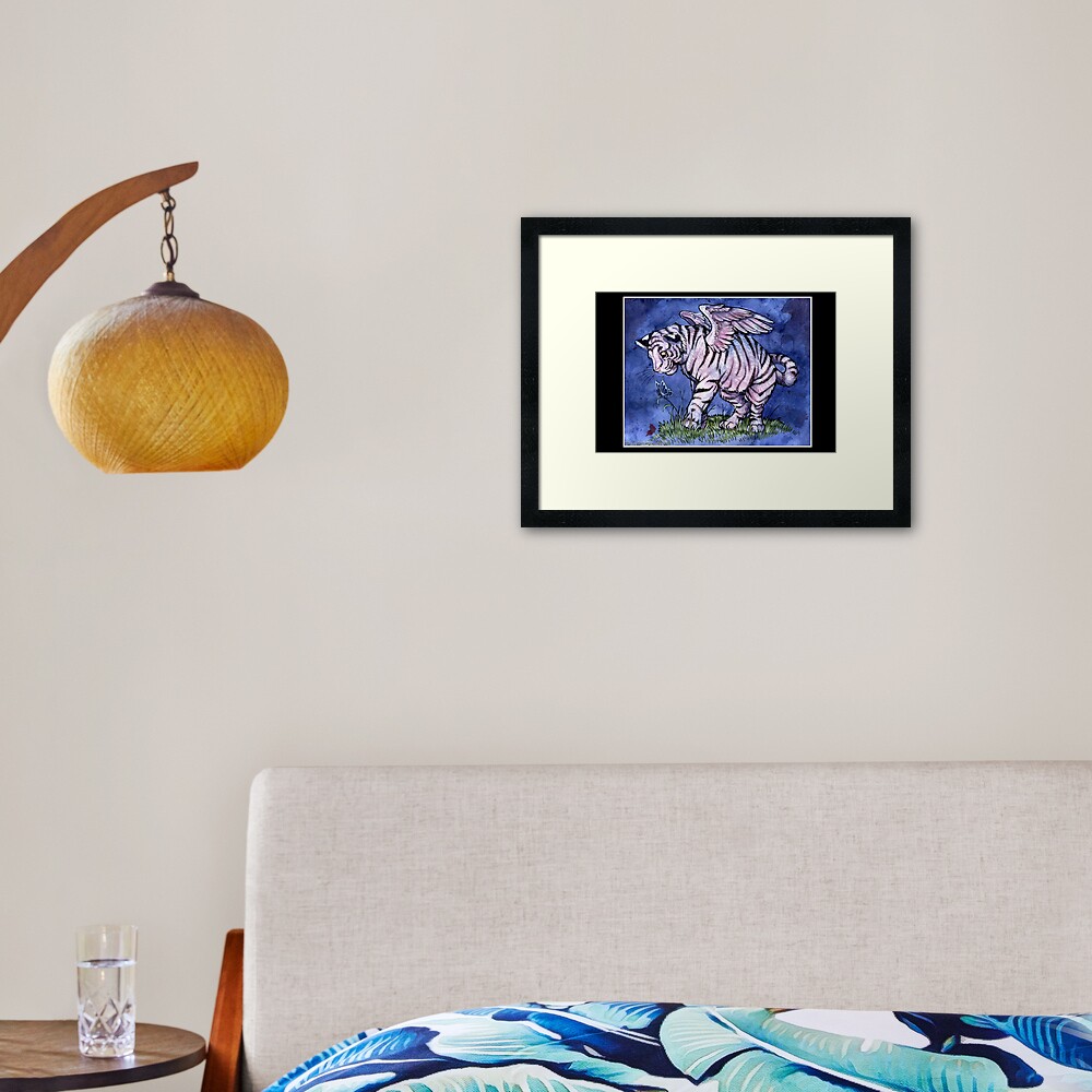 Winged Tiger Cub Framed Art Print