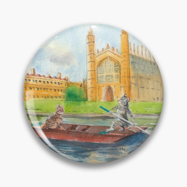 Item preview, Cat Punt on River Cam Watercolour Art designed and sold by ErinsGarden.