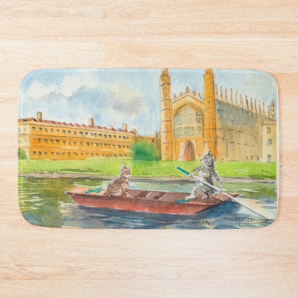 Item preview, Cat Punt on River Cam Watercolour Art designed and sold by ErinsGarden.