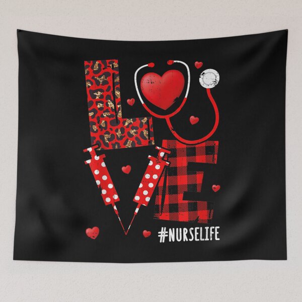 Item preview, Love Nurselife Valentine Nurse Leopard Print Plaid Heart T-Shirt designed and sold by Acton-Maran.