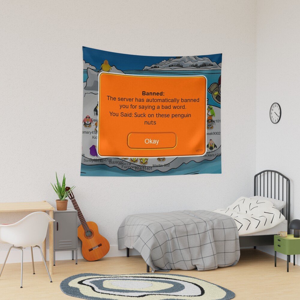 Club Penguin Banned Tapestry Funny Tapestries Meme Tapestry 