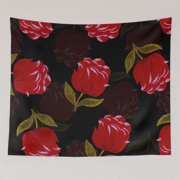Artikelvorschau, Schöne rote Rosen Stickerei nahtlose Muster und durchscheinende Rose. entworfen und verkauft von homemadecreate.