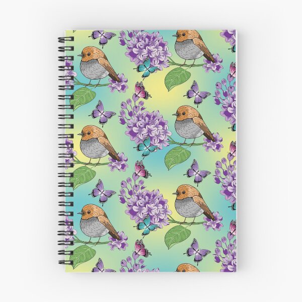 Item preview, Lilac Flowers - Butterflies And Robin Pattern designed and sold by Ayesha Saleem.