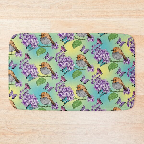 Item preview, Lilac Flowers - Butterflies And Robin Pattern designed and sold by Ayesha Saleem.