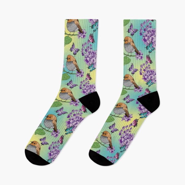 Item preview, Lilac Flowers - Butterflies And Robin Pattern designed and sold by Ayesha Saleem.