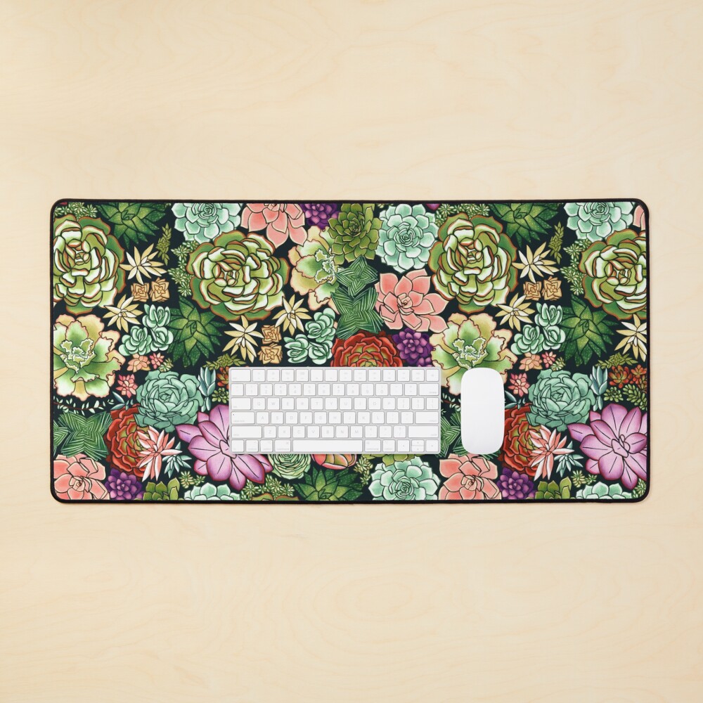 Vintage Succulent Plant Pattern Mouse Pad