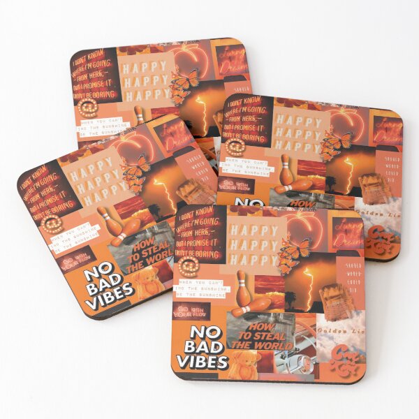Item preview, No Bad Vibes Orange Aesthetic Collage designed and sold by Retro90sKid.