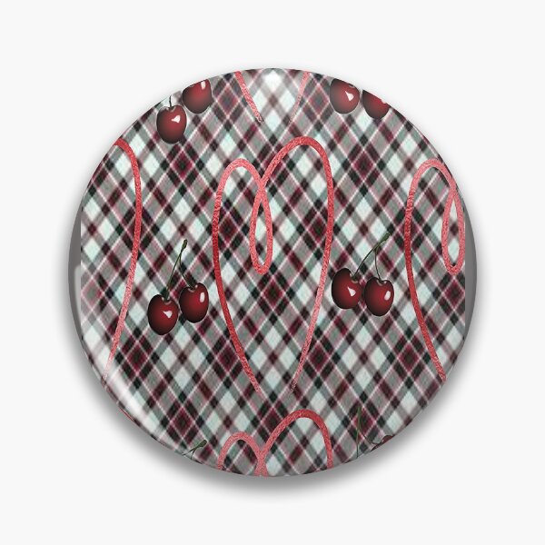 Item preview, Cherries and Hearts Buffalo Plaid Design, cherries , boho cherry cute design inspired by nature designed and sold by Adri Barnard.