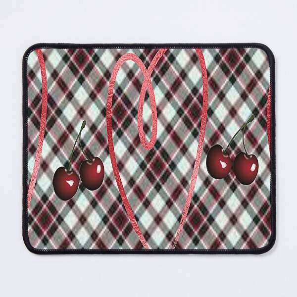 Item preview, Cherries and Hearts Buffalo Plaid Design, cherries , boho cherry cute design inspired by nature designed and sold by Adri Barnard.