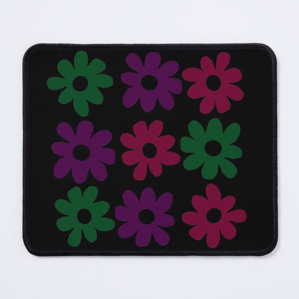Item preview, Dark purple green and red flowers black background designed and sold by DemonicGloom.