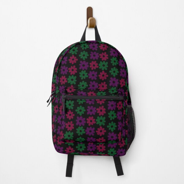 Item preview, Dark purple green and red flowers black background  designed and sold by DemonicGloom.