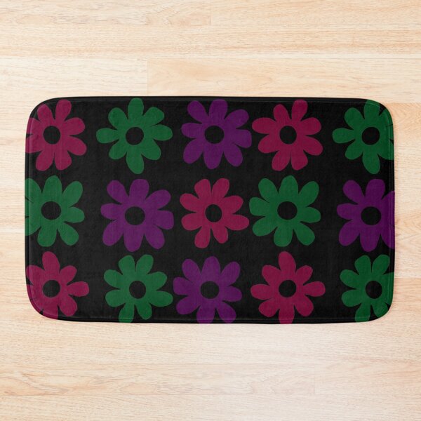 Item preview, Dark purple green and red flowers black background  designed and sold by DemonicGloom.