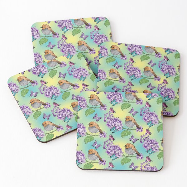 Item preview, Lilac Flowers - Butterflies And Robin Pattern designed and sold by Ayesha Saleem.