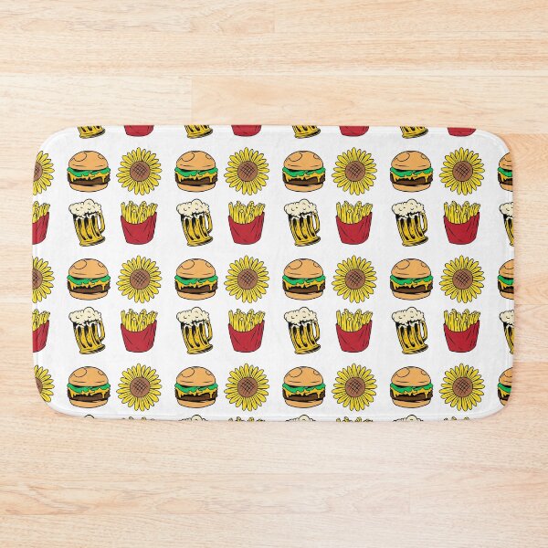 Item preview, Cool pop art food design: burger, beer, chips and flower designed and sold by BeeMeCreative.