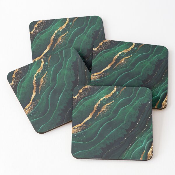 Item preview, Dark green and gold streaks marble print designed and sold by HadeeeeL.