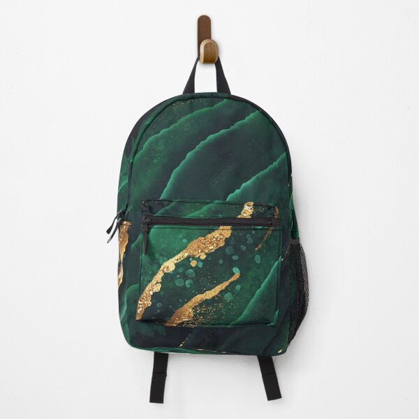 Item preview, Dark green and gold streaks marble print designed and sold by HadeeeeL.