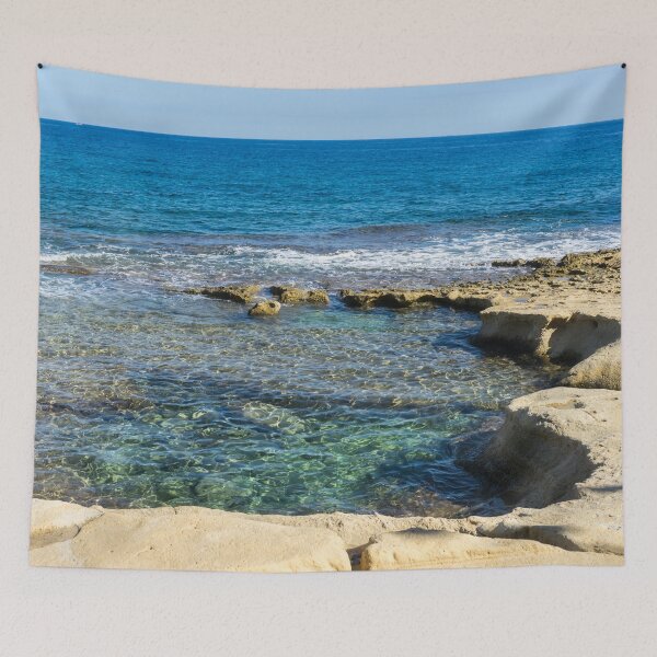 Item preview, Splendiferous Mediterranean Sea - Natural Beach Pool at Sliema Malta designed and sold by Georgia Mizuleva.