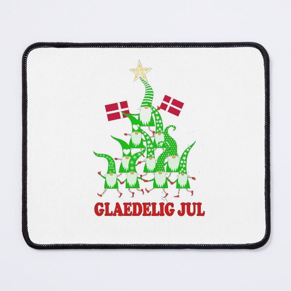 Item preview, Glaedelig Jul Nordic Gnomes Christmas Tree Tomte Nisse Flags Danish flag designed and sold by funnytshirtemp.