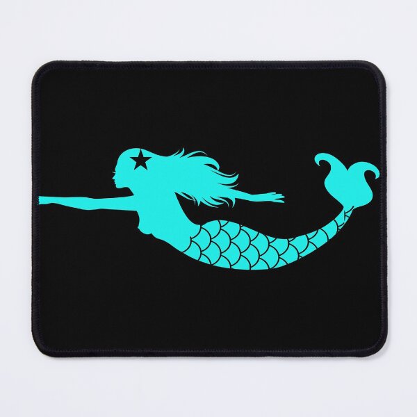 Item preview, Pretty Swimming Mermaid Silhouette Cyan Blue Starfish designed and sold by funnytshirtemp.