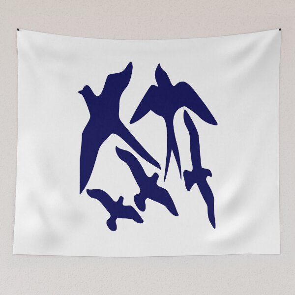 Item preview, Birder Silhouette Swallow Swift and Seagulls In Blue designed and sold by taiche.