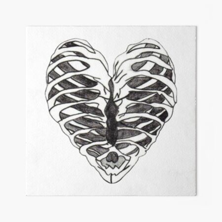 Goth alternative skeleton bone heart  Art Board Print for Sale by