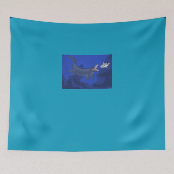 Item preview, Mosasaurus v Shark (with background) Sticker designed and sold by IngoChrist.