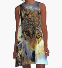 TIMBER WOLF; Vintage Wilderness Print A-Line Dress