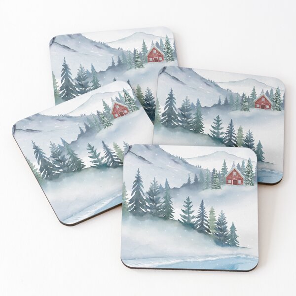 Item preview, White Art, Snowy Trees, Watercolor designed and sold by rurudesign.