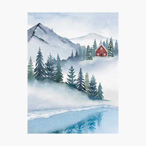 Item preview, White Art, Snowy Trees, Watercolor designed and sold by rurudesign.