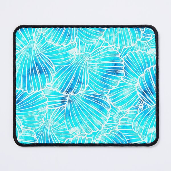 Item preview, Aqua Blue and Teal white Seashells Shells Pattern designed and sold by funnytshirtemp.