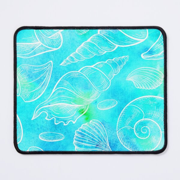 Item preview, Aqua Blue and Teal white Seashells Shells Pattern designed and sold by funnytshirtemp.