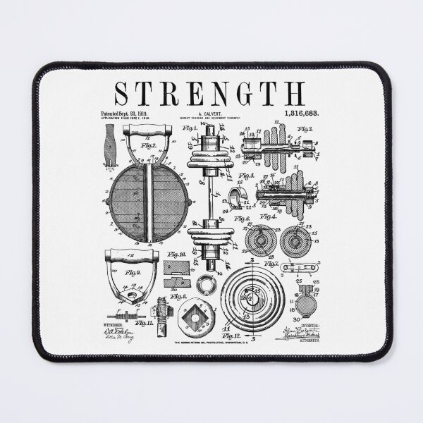 Item preview, Gym Fitness Workout Dumbbell Kettlebell Vintage Patent Print designed and sold by GrandeDuc.