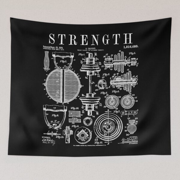 Item preview, Gym Fitness Workout Dumbbell Kettlebell Vintage Patent Print designed and sold by GrandeDuc.