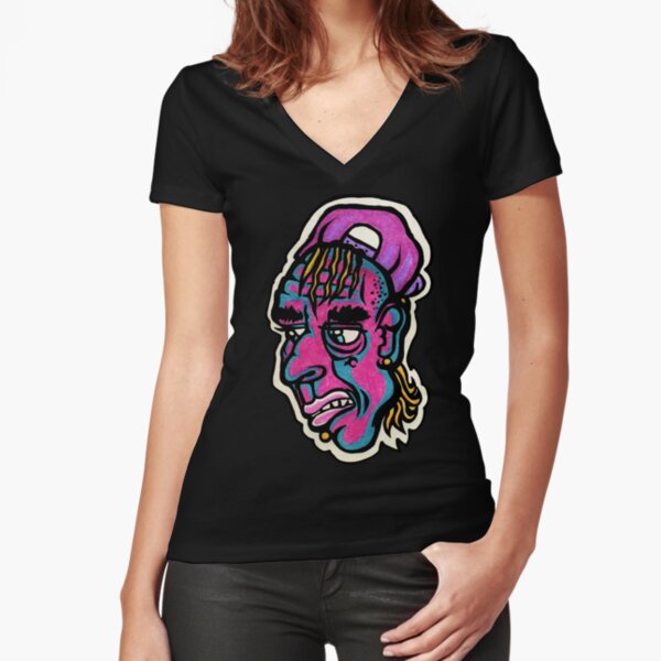 Burnout - Black Background Version Fitted V-Neck T-Shirt