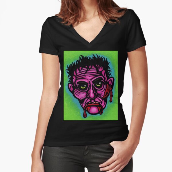 Pink Zombie Fitted V-Neck T-Shirt