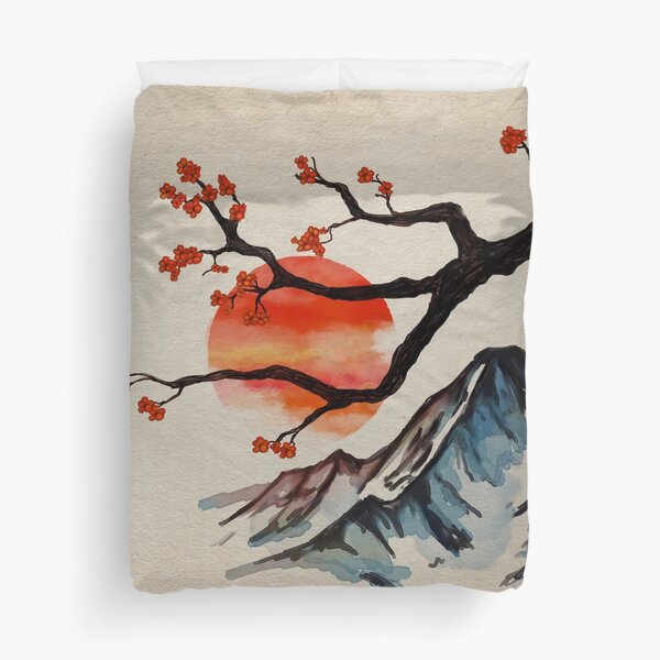 Artikel-Vorschau von Zen Gelassenheit Landschaft - Sakura Mountain Sunset, designt und verkauft von k9printart.