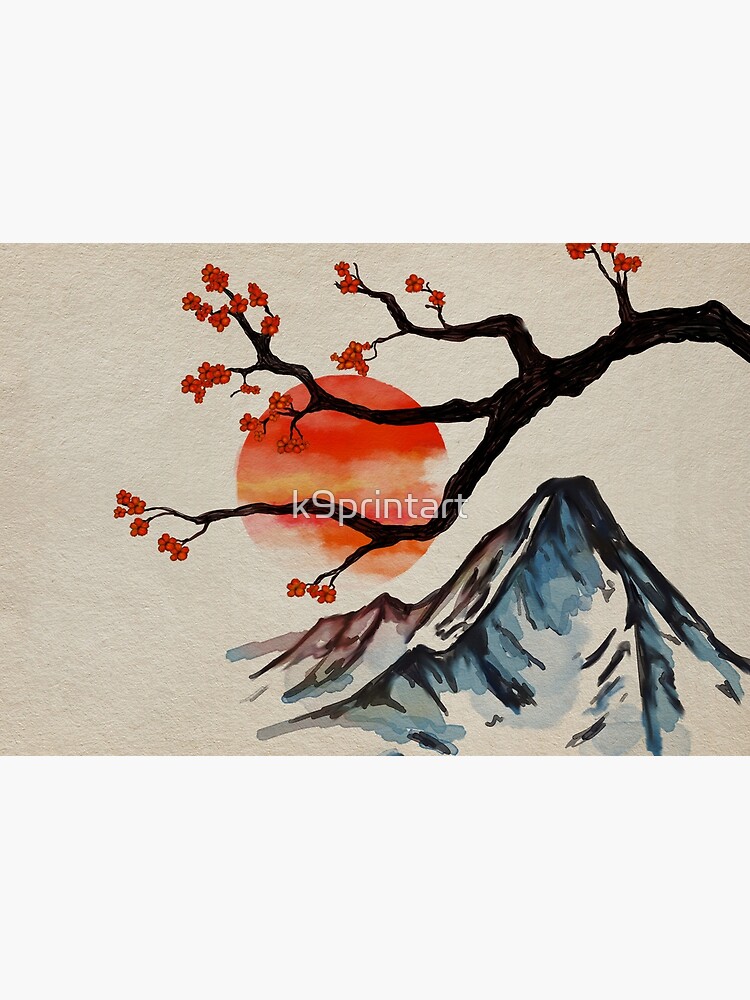 Zen Serenity Landscape - Sakura Mountain Sunset Jigsaw Puzzle for Sale by  k9printart