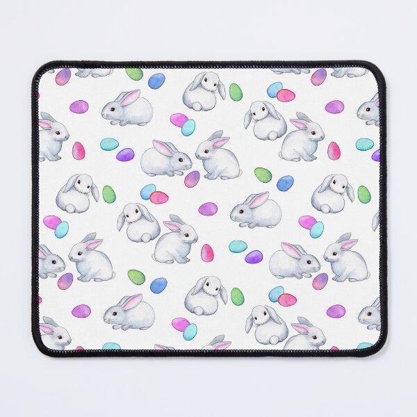 Item preview, Easter Bunnies with Rainbow Pastel Eggs on white designed and sold by micklyn.