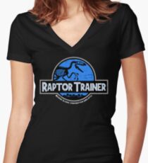 Jurassic World Raptor Trainer Women's Fitted V-Neck T-Shirt