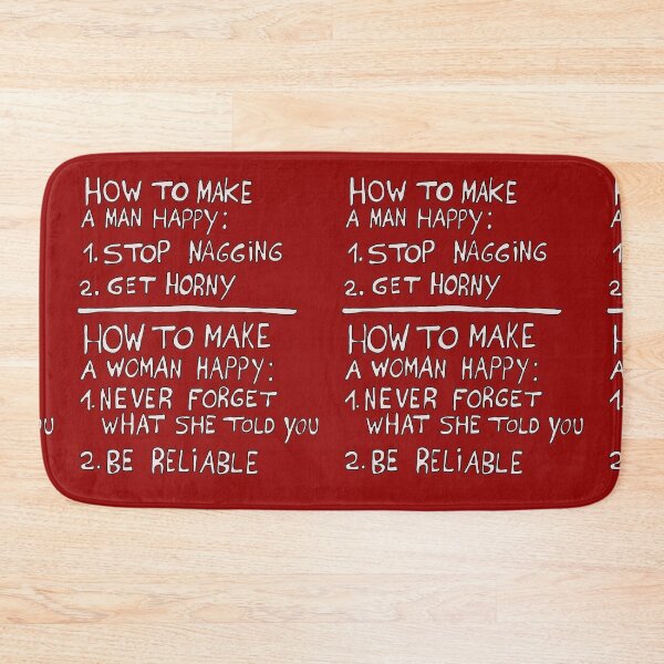 Item preview, How To Make Men And Women Happy - funny sentences designed and sold by NunoNevesComics.
