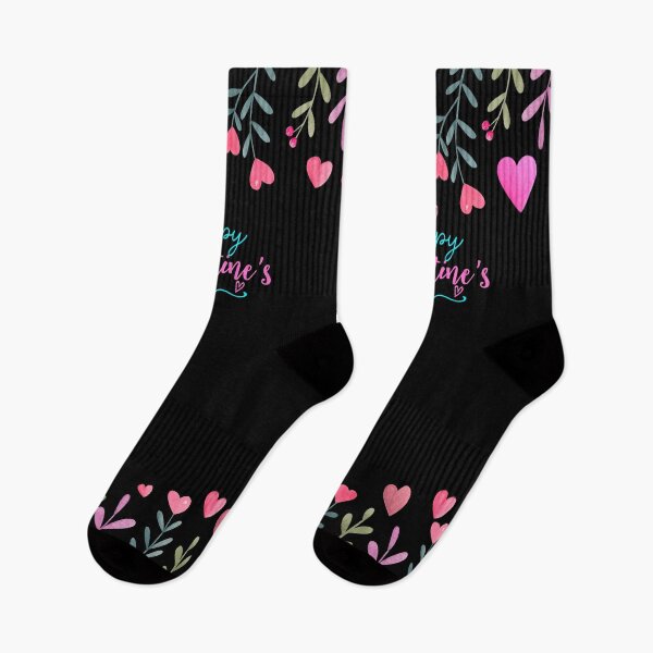 Item preview, Happy Valentines Day Floral Hearts Tropical Lovers Socks Gift Idea designed and sold by NOorYES.